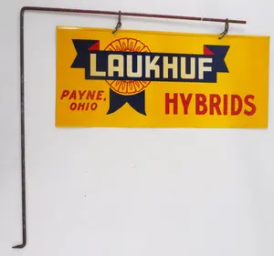 Laukhuf Hybrids fence sign with hanger