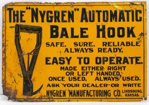 The Nygren Automatic Bale Hook dealer sign