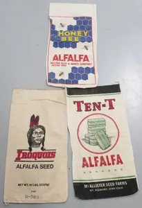(3) Different alfalfa seed bags