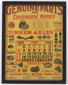 Continental Motors June 1928 calendar page