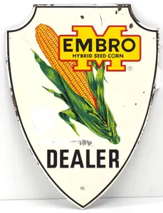 Embro Hybrid Seed Corn Dealer shield sign