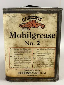 1920s Mobilgrease No 2 5LB Grease Can w/ Gargoygle