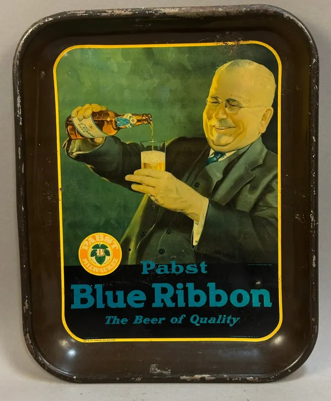Pabst Blue Ribbon Beer & Ale Metal Serving Tray from auction in Jackson, Michigan — image 33