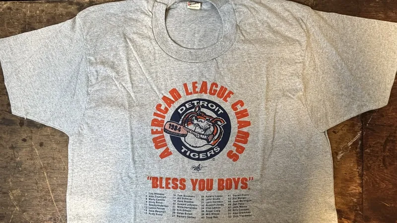 1984 Detroit Tigers AL Champs Bless You Boys Shirt from auction in Jackson, Michigan — image 15