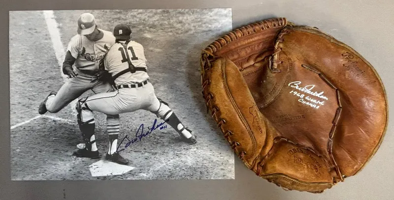 Pair Bill Freehan Signed Catchers Mitt & Photo from auction in Jackson, Michigan — image 44