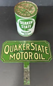 Quaker State Motor Oil Lubester Paddle Sign w/ Quart Can
