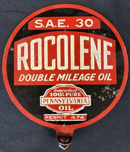 Rocolene 100% Pure Original Metal Lubester Paddle Sign