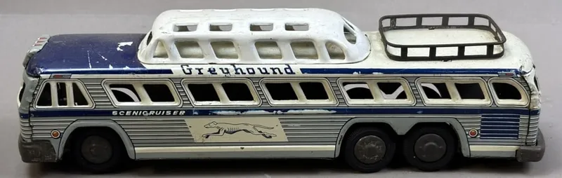 50s Greyhound Tin Litho Scenicruiser Bus #7595 11" from auction in Jackson, Michigan — image 23