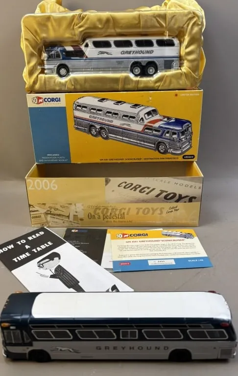 Pair Vintage Original NOS Corgi Greyhound Bus Box from auction in Jackson, Michigan — image 30