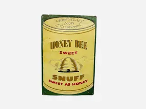 Honey Bee Embossed Tin Metal Snuff Sign
