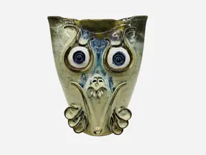 Jonathan Corn Decorated Folk Pottery Owl