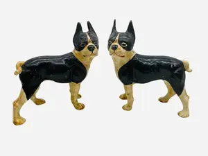 Two Cast Iron Boston Terrier Door Stops