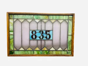 Antique Stained Glass Street Number 835 Transom Window