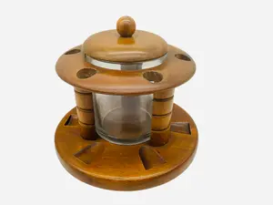 Vintage Duk-It Walnut Tobacco Humidor 6 Pipe Rack Stand