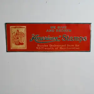 American Stamps Embossed Tin Sign Advertising