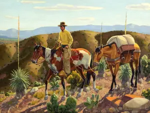 FRED DARGE Cowboy on Horseback Painting
