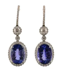 18k Gold Tanzanite & Diamond Earrings