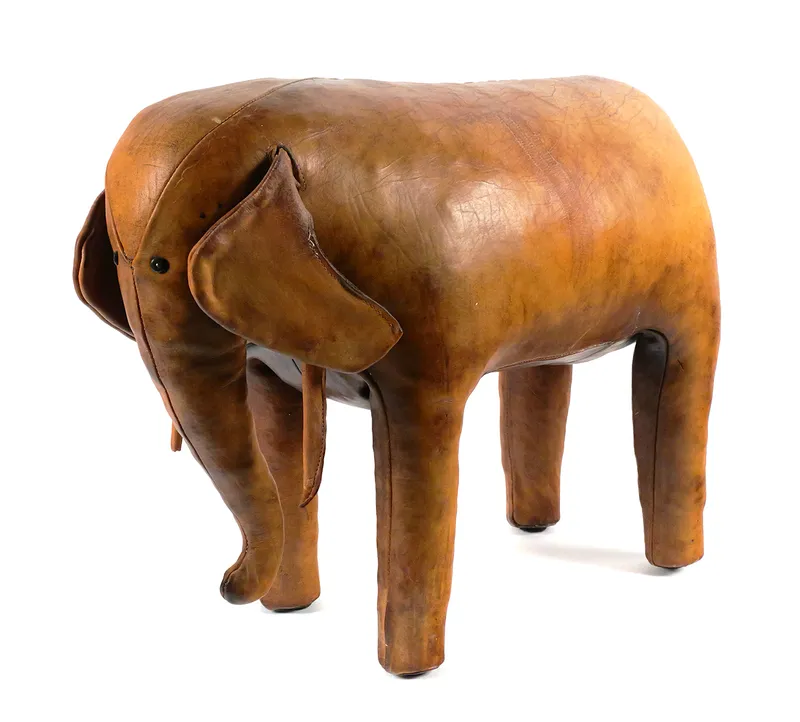 Vintage Leather Elephant Footstool Dimitri Omersa from auction in Clearwater, Florida — image 16