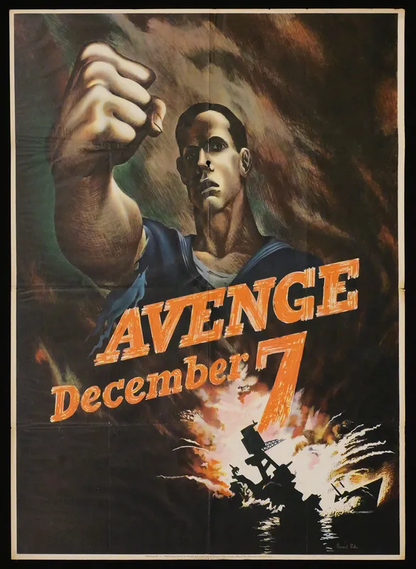Original WWII Poster, Avenge December 7 from auction in Clearwater, Florida — image 18