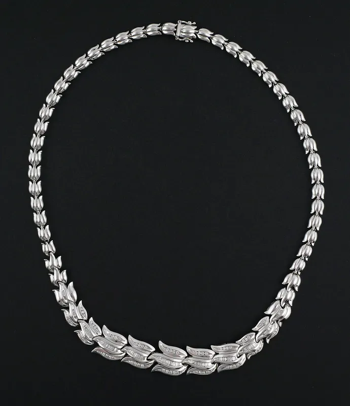 14K White Gold & Diamond Tulip Necklace from auction in Clearwater, Florida — image 19