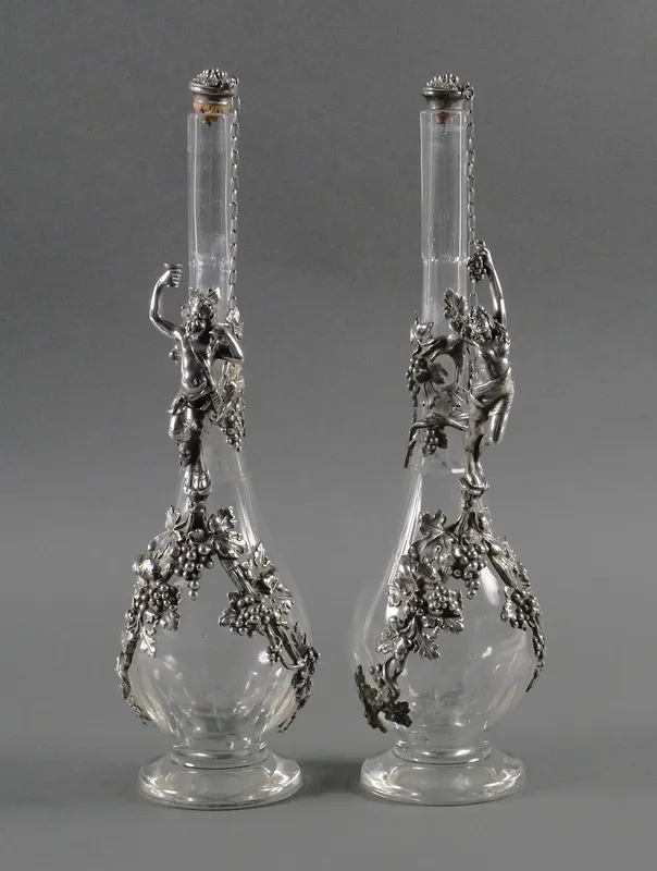 Pr. Antique 800 Silver Wine Decanters from auction in Clearwater, Florida — image 37