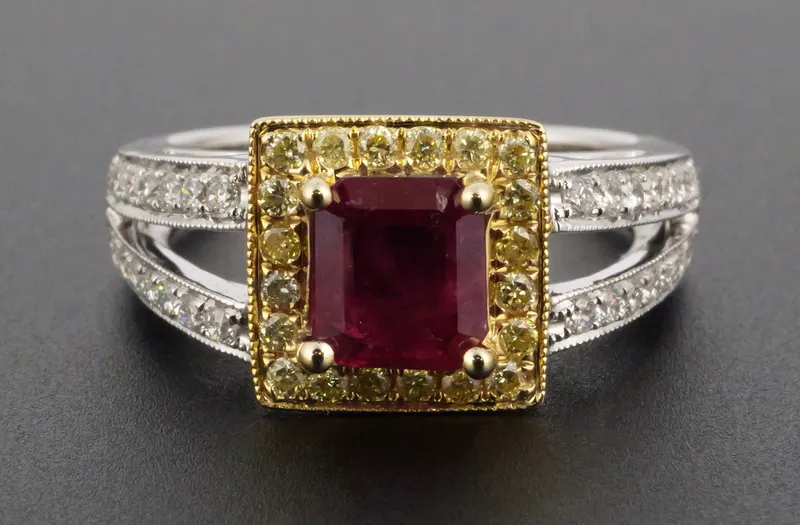 18K White & Yellow Gold Ruby Diamond Ring from auction in Clearwater, Florida — image 46