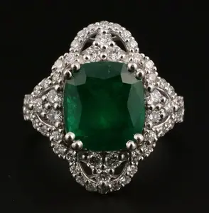 GIA 4.17ct Emerald Diamond Platinum Ring