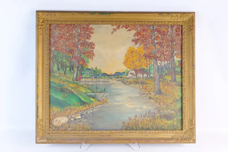 Textured Oil on Canvas - Swans from auction in Williamstown, New Jersey — image 20