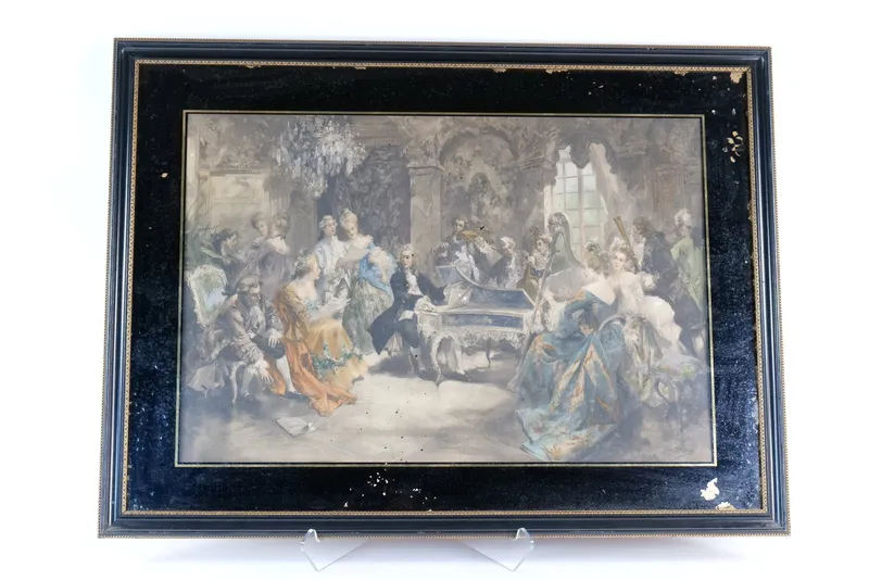 Vintage Textured Oleograph Lithograph - A Recital with Handel from auction in Williamstown, New Jersey — image 38