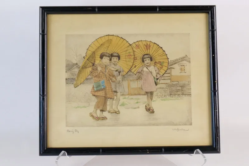 Vintage Willie Seiler "Rainy Day" Hand - Colored Etching on Paper from auction in Williamstown, New Jersey — image 43
