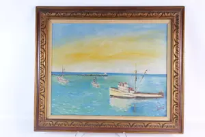 Textured Oil on Canvas - Coastal Seascape