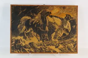 Wooden Panel - Man Riding a Horse