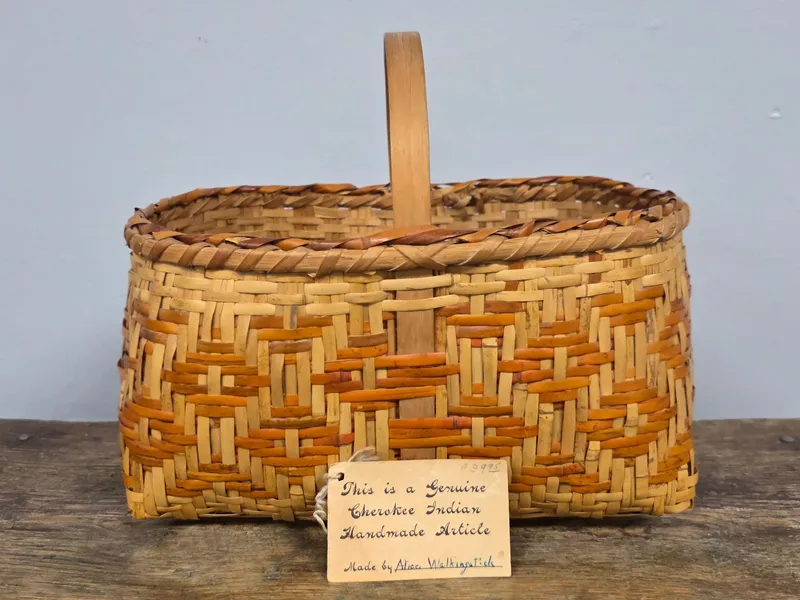 Signed Cherokee Native American Hand Woven Basket from auction in Bogart, Georgia — image 22