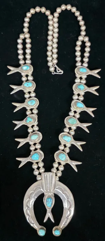 Vintage Navajo Silver & Turquosie Squashblossom from auction in Bogart, Georgia — image 29