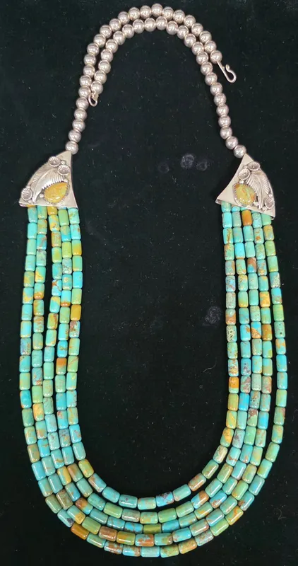 Navajo "T. Yazzie" Silver & Turquoise Necklace from auction in Bogart, Georgia — image 32