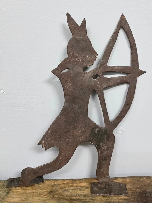Folk Art American Indian w/Bow Tin Weather Vane from auction in Bogart, Georgia — image 48