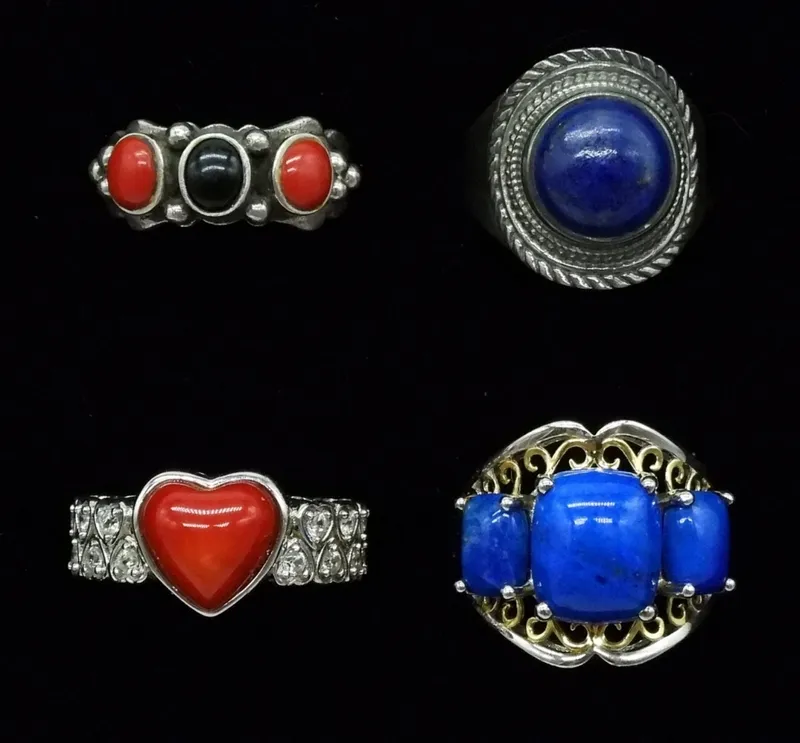 Four Sterling Rings, Red & Blue Gemstones from auction in Ottawa, Ohio — image 35