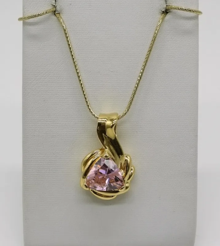 Gold-Tone Sterling Pink CZ Pendant Necklace from auction in Ottawa, Ohio — image 41