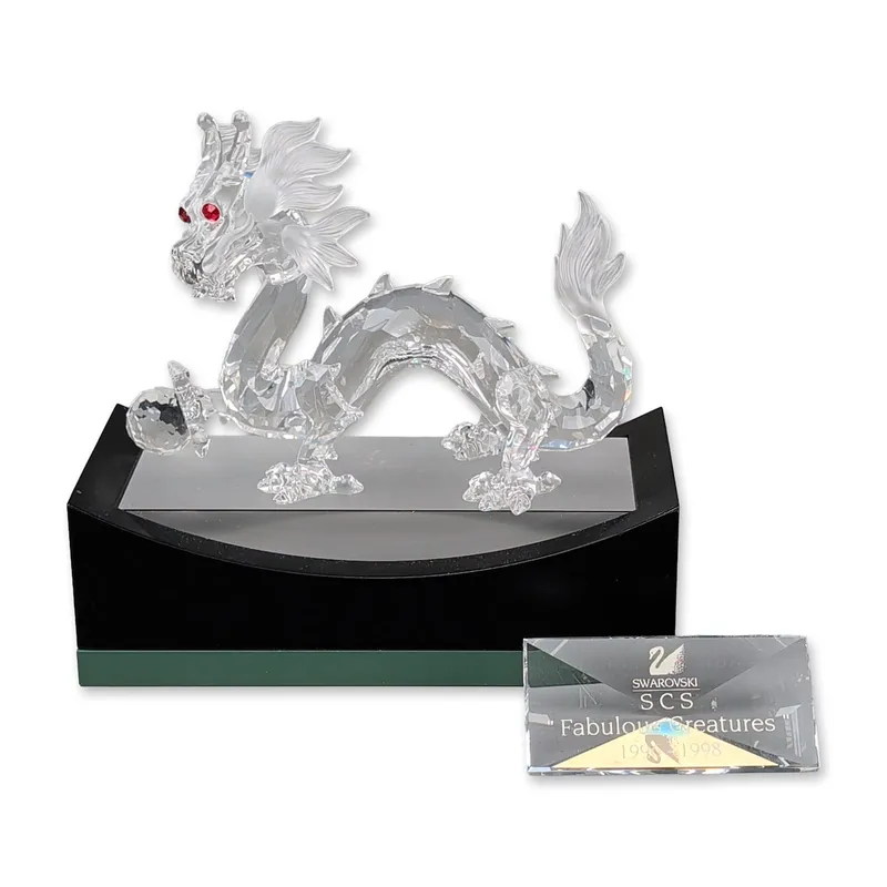 3pc Swarovski Crystal 1997 SCS Annual Edition Figurine, Dragon, Title Plaque & Base from auction in Hollywood, Florida — image 27