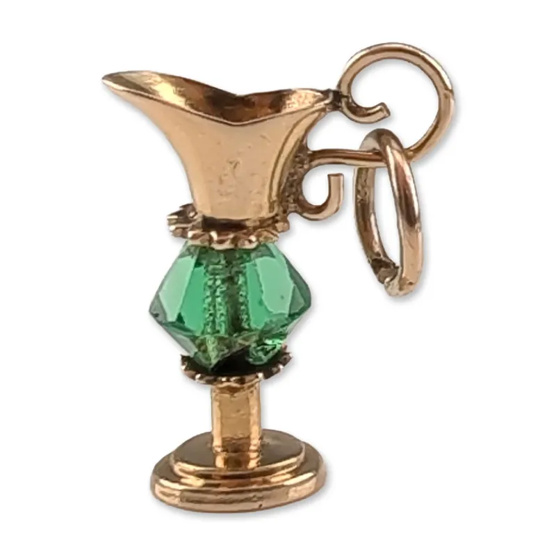 10K Yellow Gold Green Bead Pitcher Charm from auction in Hollywood, Florida — image 10