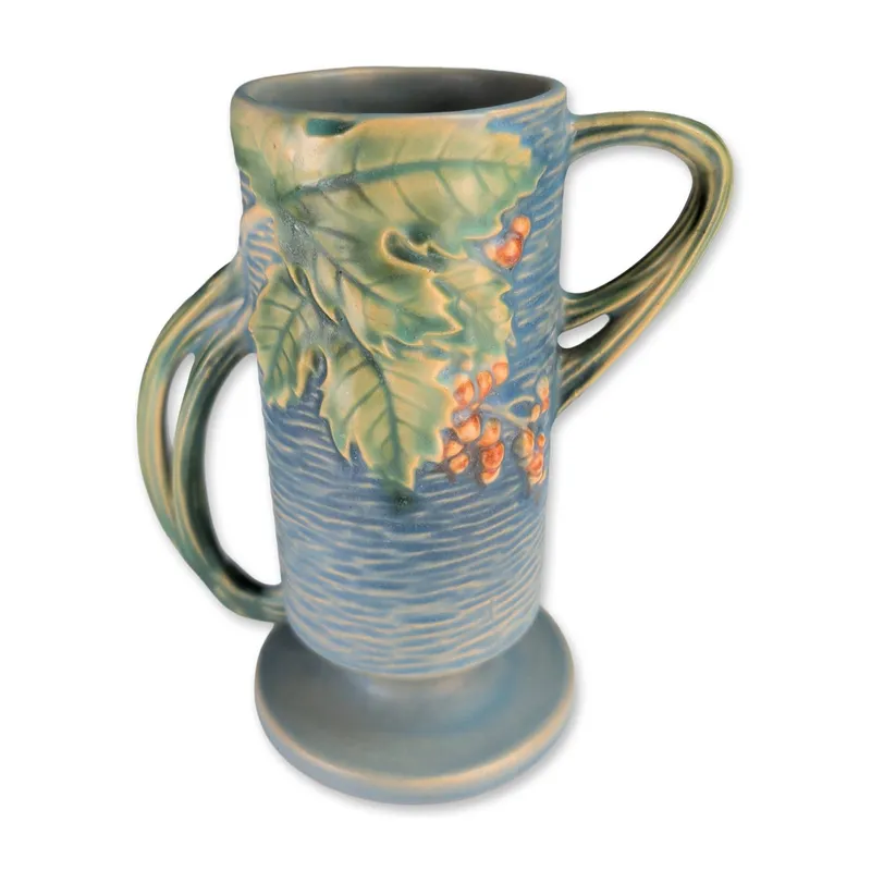 Roseville Bushberry Blue Pottery Vase from auction in Hollywood, Florida — image 16