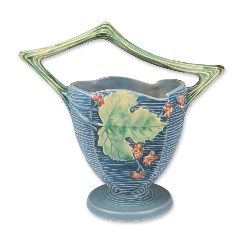 Roseville Pottery Vase, Blue Bushberry from auction in Hollywood, Florida — image 21