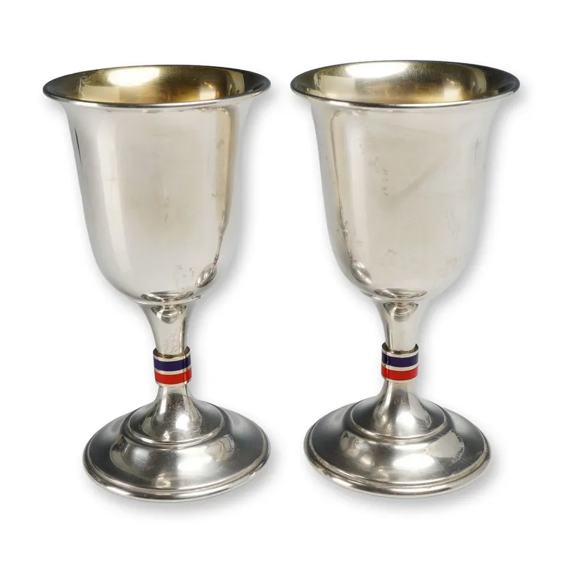 2pc Gucci Sterling Silver and Enamel Web Stripe Goblets from auction in Hollywood, Florida — image 4