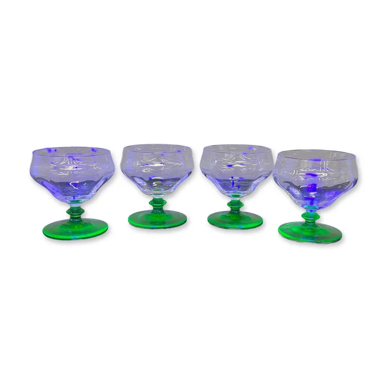 4pc Uranium Green Glass Stemware from auction in Hollywood, Florida — image 3