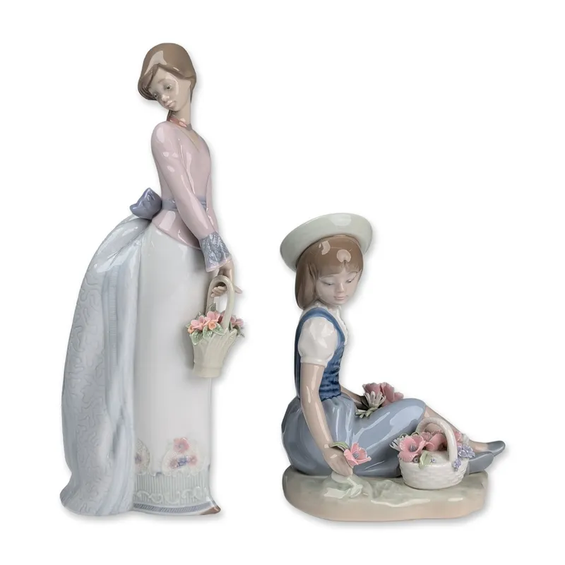 Two Lladro Porcelain Figurines, Basket of Love 01007622 & Picking Flowers 01001287 from auction in Hollywood, Florida — image 47