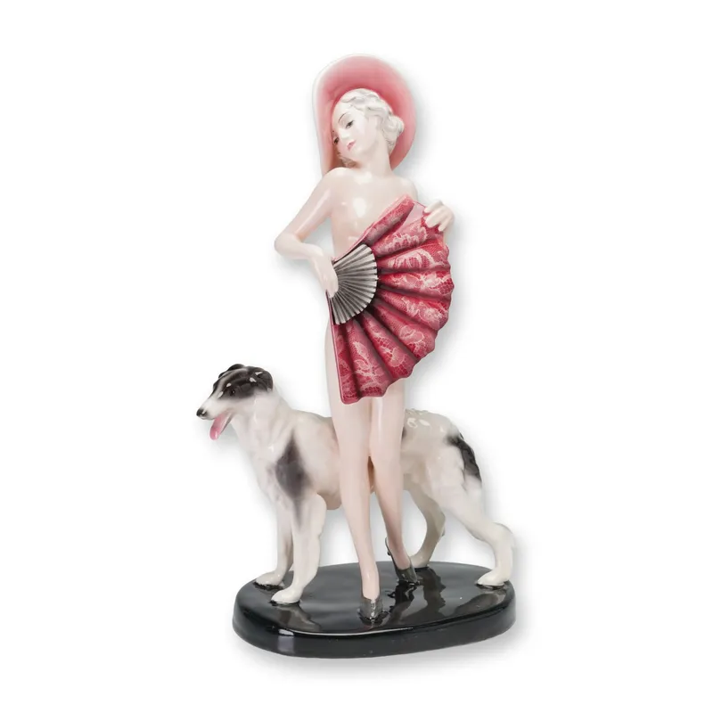 Goldscheider by Josef Lorenzl Porcelain Sculpture, Lady with Borzoi 7722 from auction in Hollywood, Florida — image 48