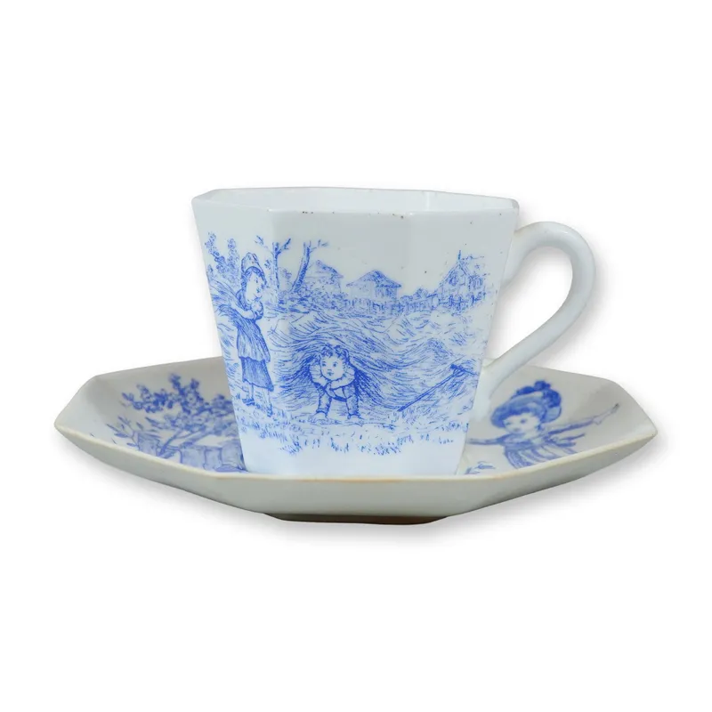 2pc  Wedgwood Octagonal Blue and White Transfer-Printed Porcelain Cup and Saucer from auction in Hollywood, Florida — image 26
