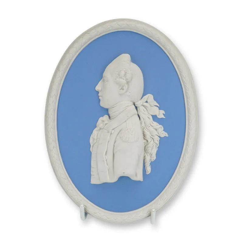Wedgwood Blue Jasperware Oval Portrait Medallion Plaque, Captain Hamilton from auction in Hollywood, Florida — image 15