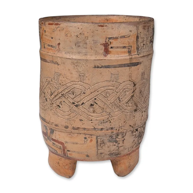 Pre-Columbian Polychrome and Incised Tripod Cylinder Vessel from auction in Hollywood, Florida — image 18