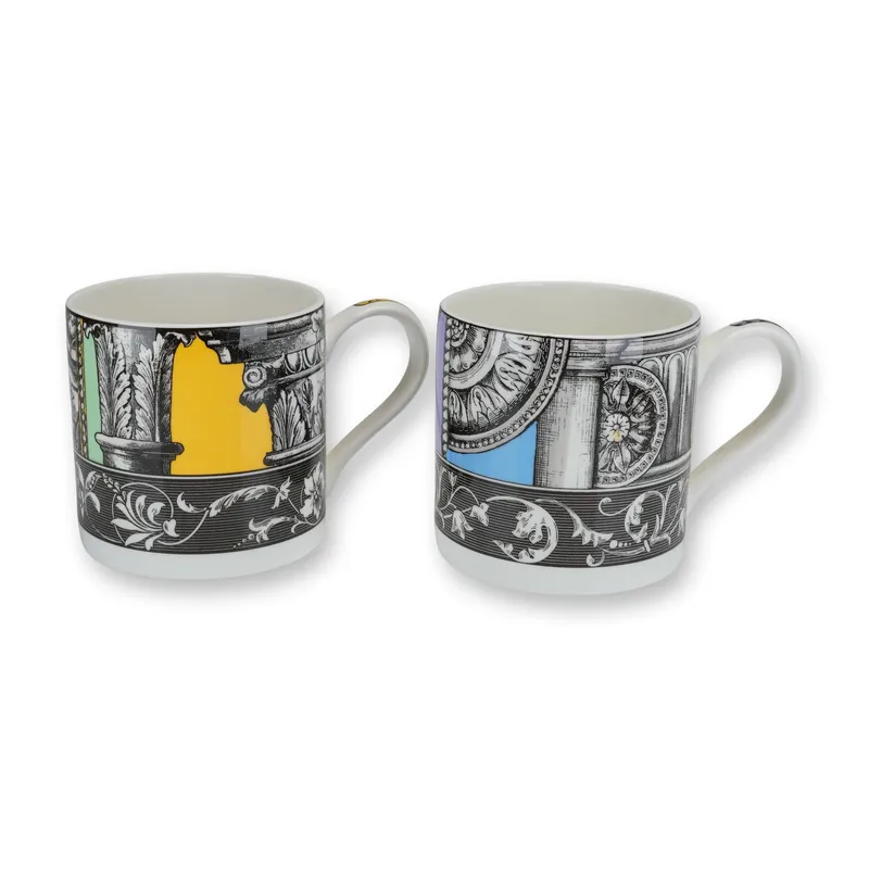 2pc Wedgwood Bone China Architectural Mugs, Green Corinthian and Blue Doric from auction in Hollywood, Florida — image 47